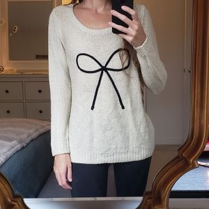 Lauren Conrad Gold Sparkly Sweater With Bow